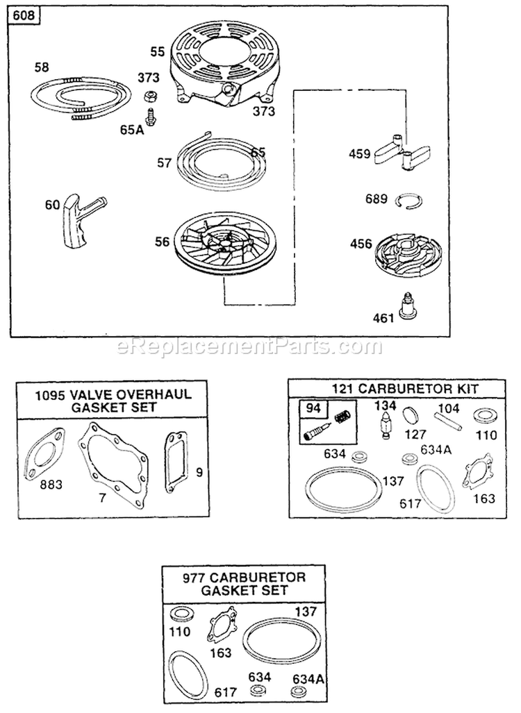 Page G Diagram and Parts List for 1133-0  Briggs and Stratton Generator